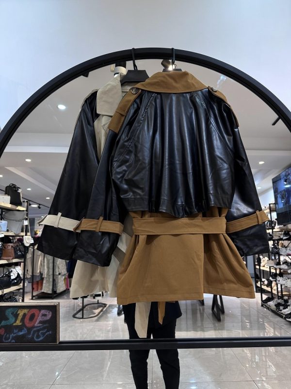 بارونی ترکیبی طرح پشت چرم استردار (33812) - Image 2