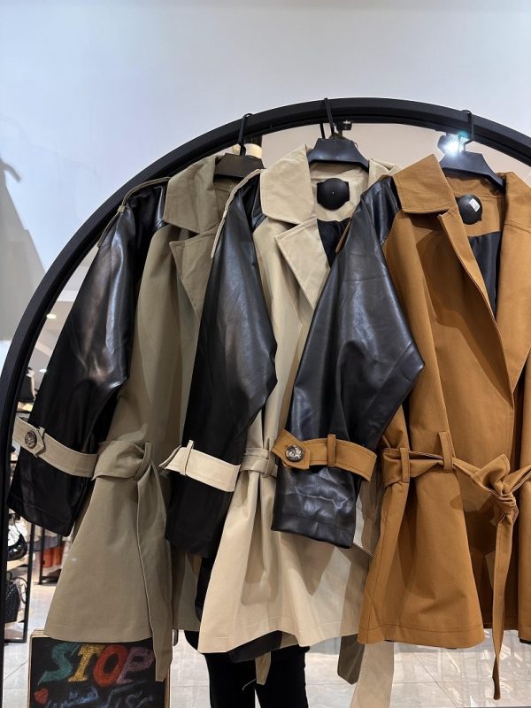 بارونی ترکیبی طرح پشت چرم استردار (33812) - Image 3