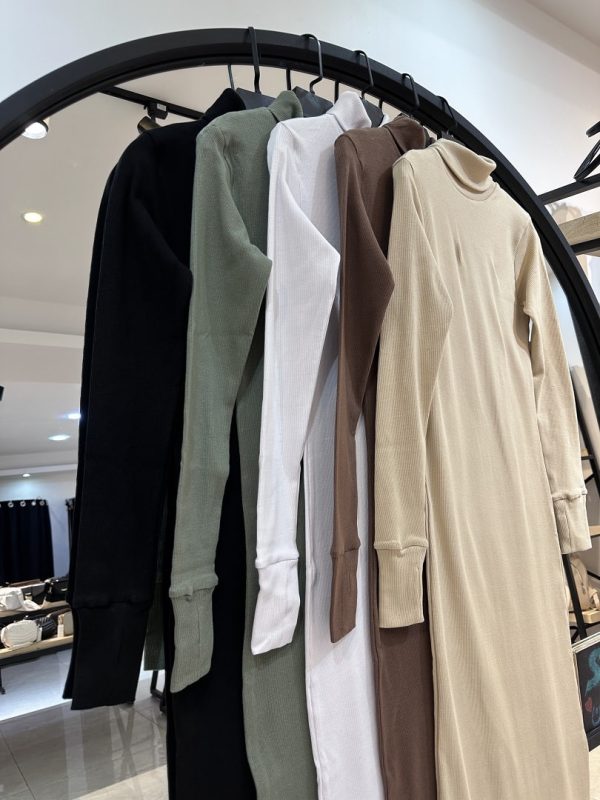 پیراهن یقه اسکی پنبه کبریتی فینگر دار (33950) - Image 2