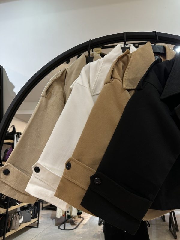 ترنچ کت فوتر کوبیده دو دکمه  استردار(33856) - Image 2