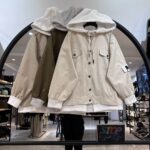 کت ترکیبی با دورس کلاه دار جلو دکمه (34277)