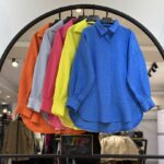 شومیز نخ شانتون ترک ضمانت دار  طرح دکمه مخفی (34362)