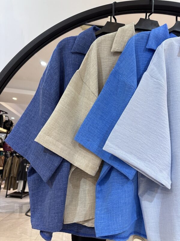 شومیز نخ شانتون ترک استین سه ربع (34366) - Image 2