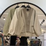 کت ژاکارد پلیسه یقه نواری مزونی (34413)