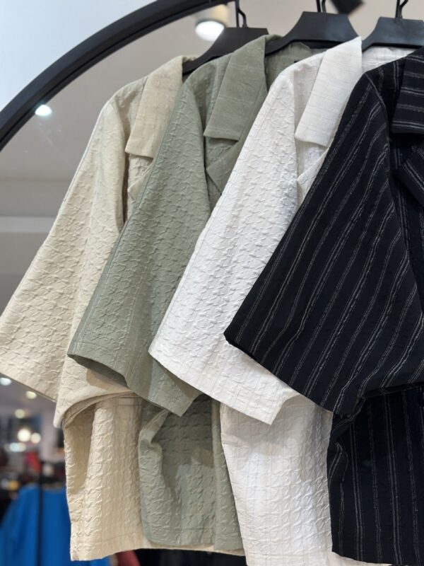 کت ژاکارد پفکی مزونی یقه انگلیسی (34448) - Image 2