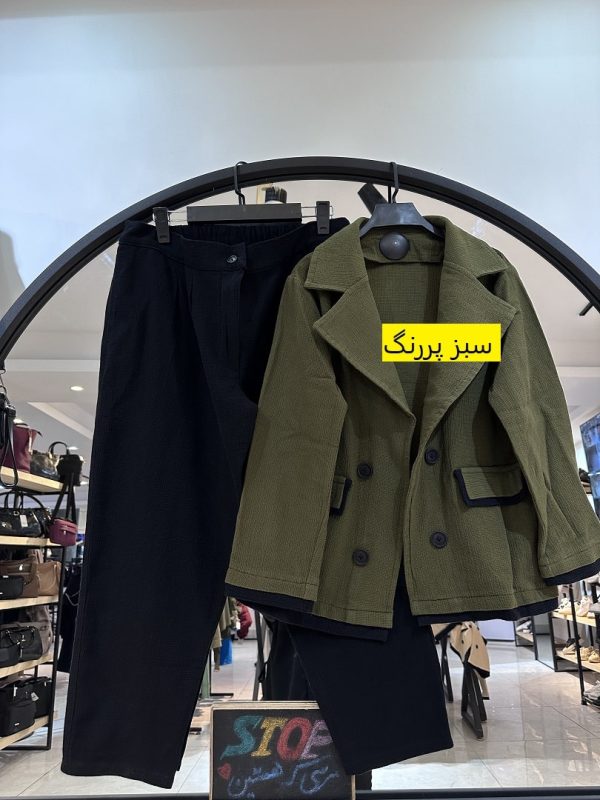 ست کت چهار دکمه و شلوار کنفی نوار خور (34404) - Image 2