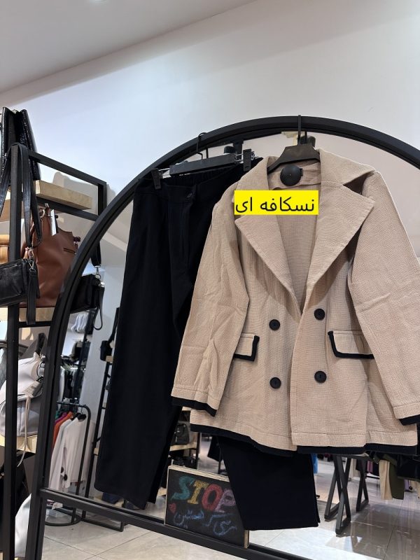 ست کت چهار دکمه و شلوار کنفی نوار خور (34404) - Image 3