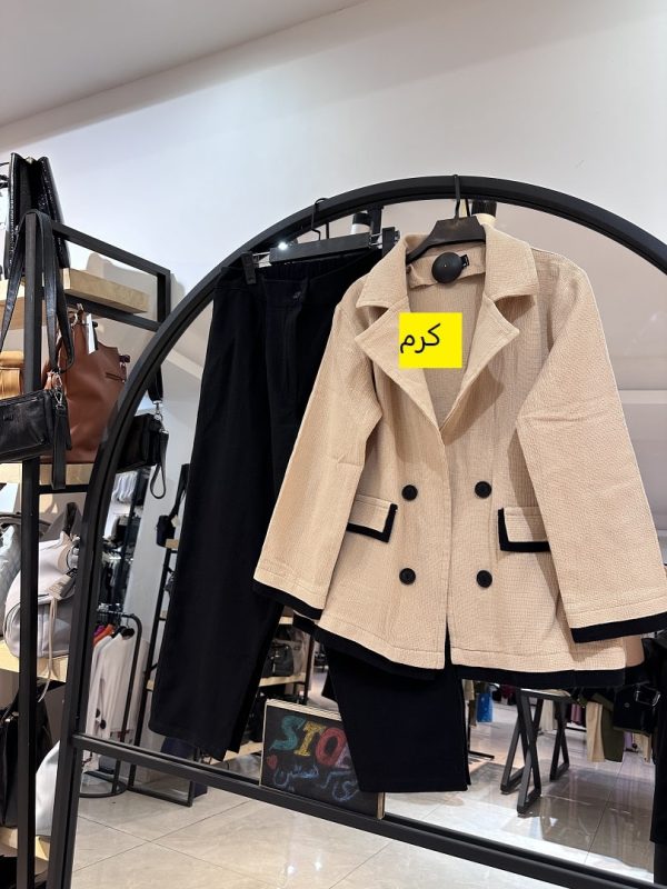 ست کت چهار دکمه و شلوار کنفی نوار خور (34404) - Image 4