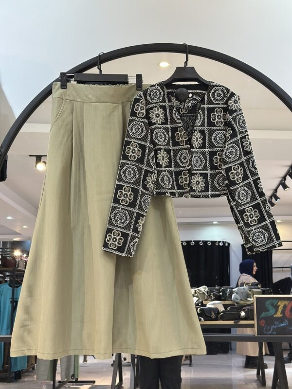 ست مزونی کت هندی و دامن میله ای (34470) - Image 3