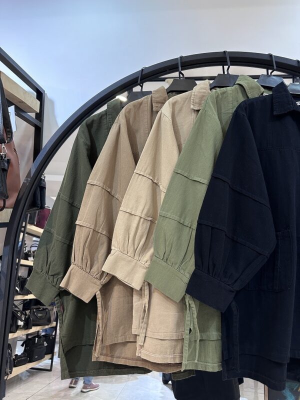 مانتو لینن استین بندی پشت دکمه (34445) - Image 2