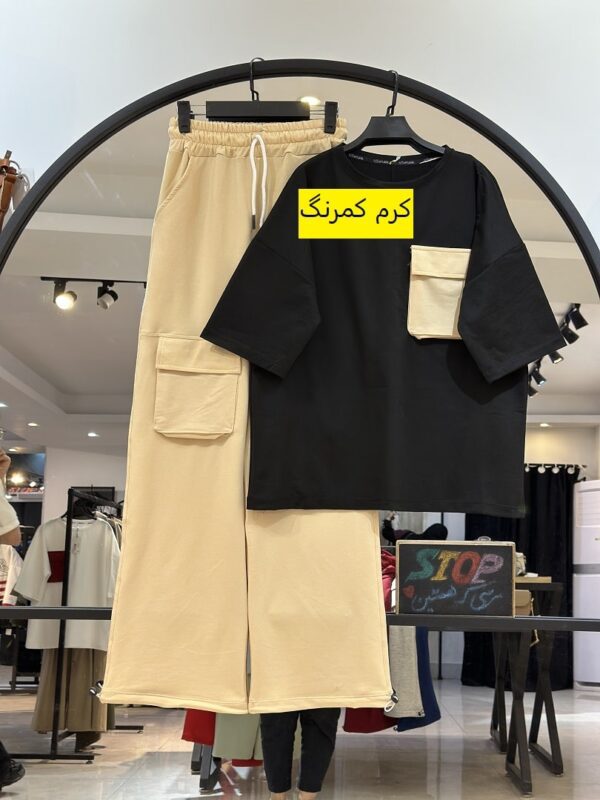 ست تیشرت شلوار گلکسی پنبه سینه جیب کارگو (34530) - Image 5