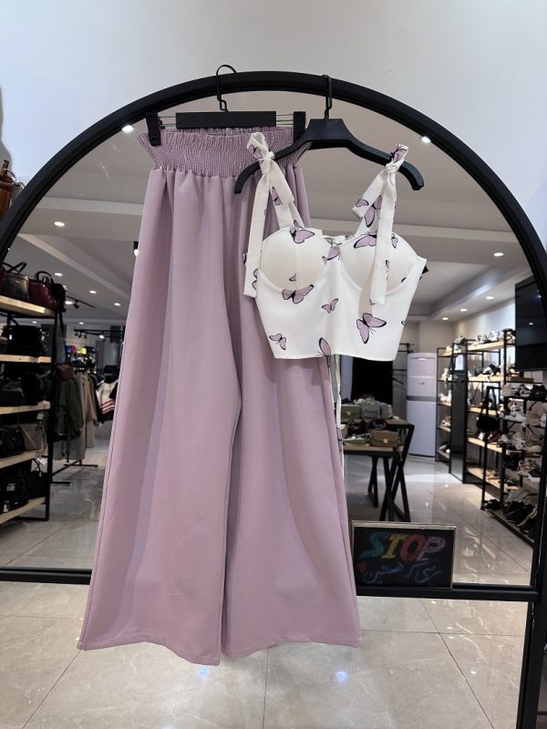 ست کراپ کاپدار و شلوار بگ مازراتی پروانه (34542) - Image 3