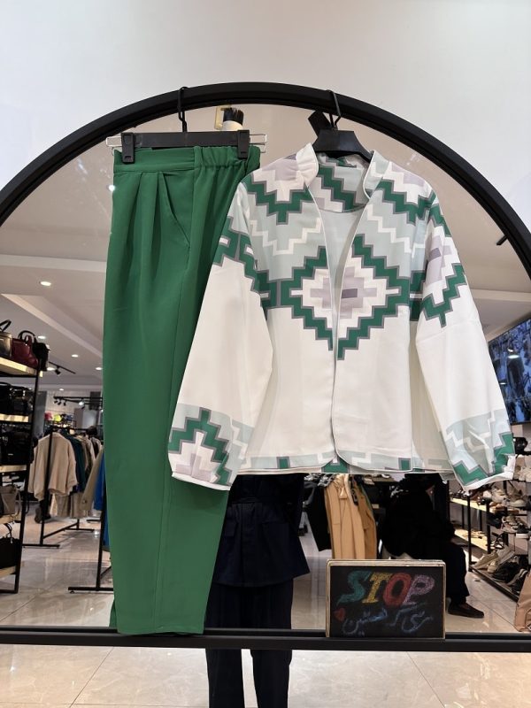 ست کت و شلوار کرپ مازراتی طرحدار با شلوار مام (34565) - Image 3