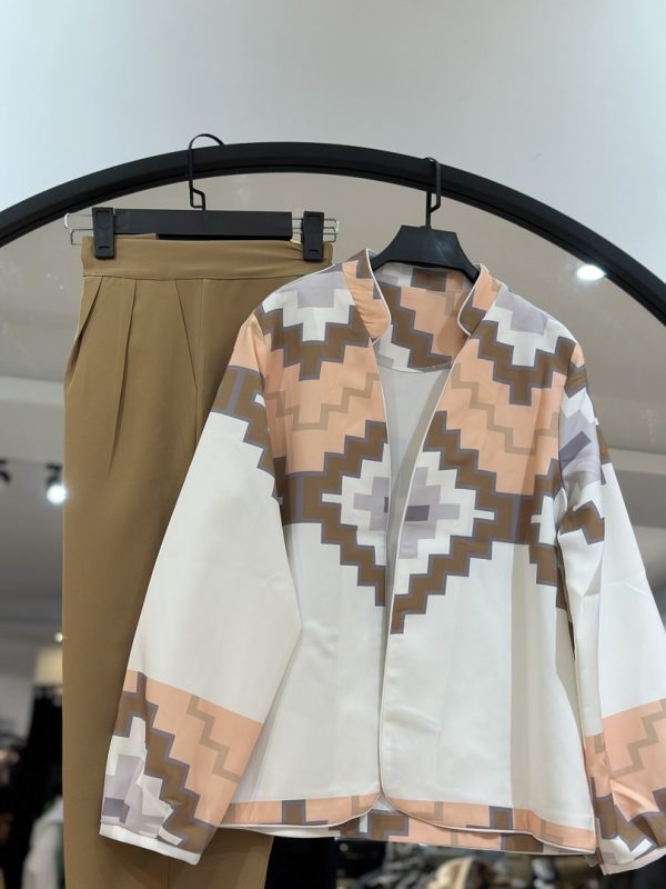 ست کت و شلوار کرپ مازراتی طرحدار با شلوار مام (34565) - Image 5