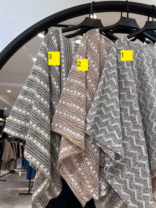 ست پانچو قلاب بافی ابریشم و اوال شلوار کرسپو (34523) - Image 2