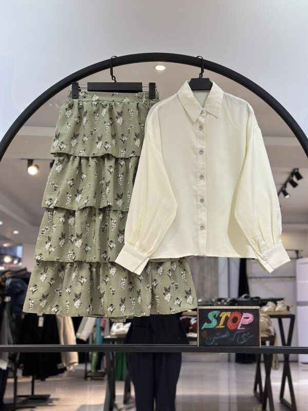 ست شومیز و دامن گل گلی طبقه ای (34596) - Image 2