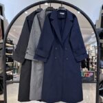 مانتو بلند دیپلمات چهار دکمه استین نوار  (34540)