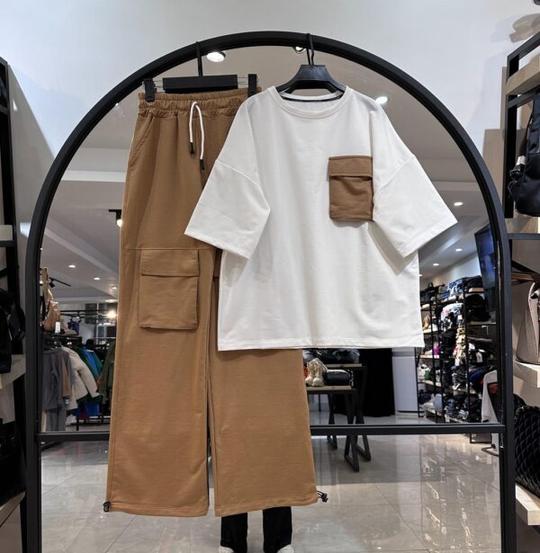 ست تیشرت شلوار گلکسی پنبه سینه جیب کارگو (34530) - Image 7