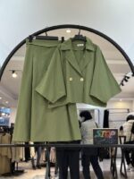 ست کت پانچو و دامن دو پیله لینن مهسا (34630)