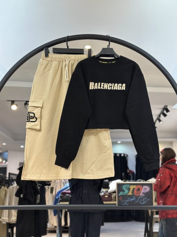 ست کراپ و دامن سوپر پنبه بالنسیاگا درجه یک (34633) - Image 2