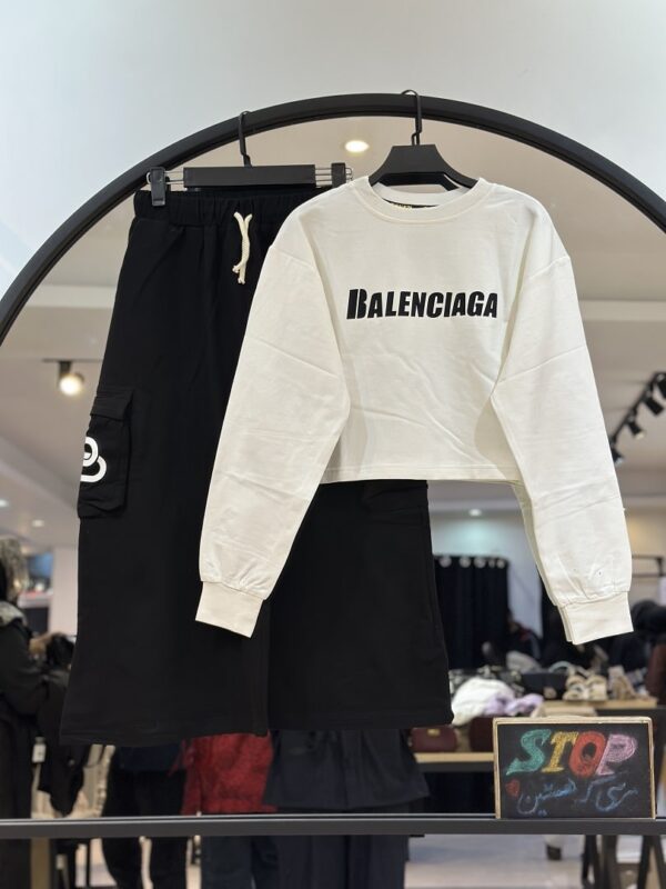 ست کراپ و دامن سوپر پنبه بالنسیاگا درجه یک (34633) - Image 3