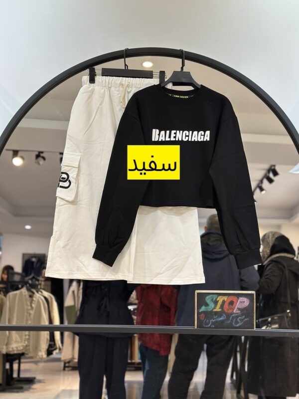 ست کراپ و دامن سوپر پنبه بالنسیاگا درجه یک (34633) - Image 4