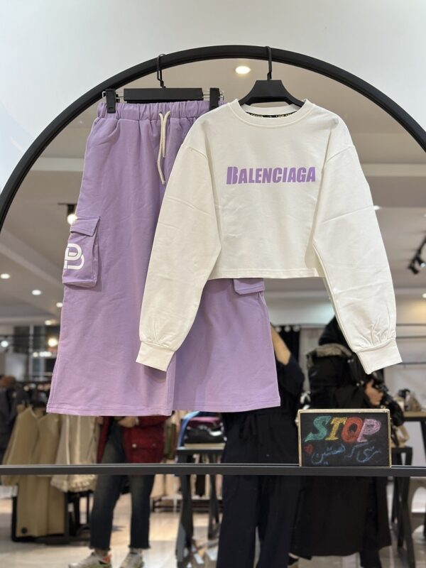 ست کراپ و دامن سوپر پنبه بالنسیاگا درجه یک (34633) - Image 5