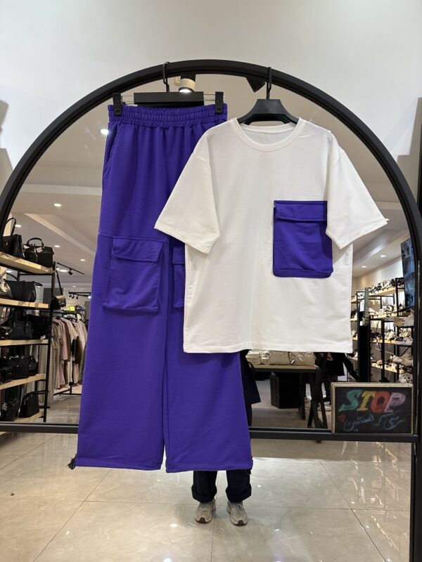 ست تیشرت شلوار گلکسی پنبه سینه جیب کارگو (34530) - Image 8