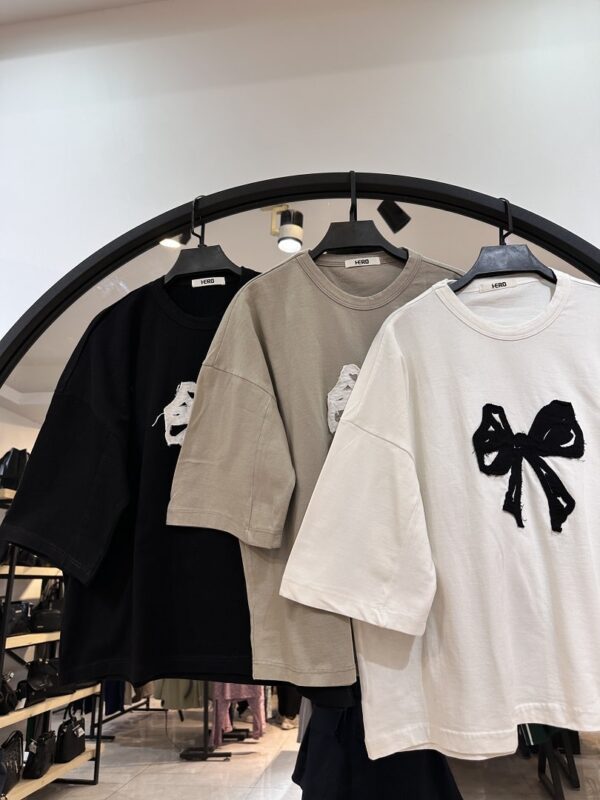 ست تیشرت پنبه پاپیون و شلوار بگ کتان جین پاپیون (34767) - Image 2