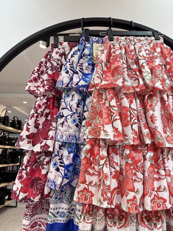 دامن چین چین طبقه ای استر دار شکوفا (34756) - Image 2