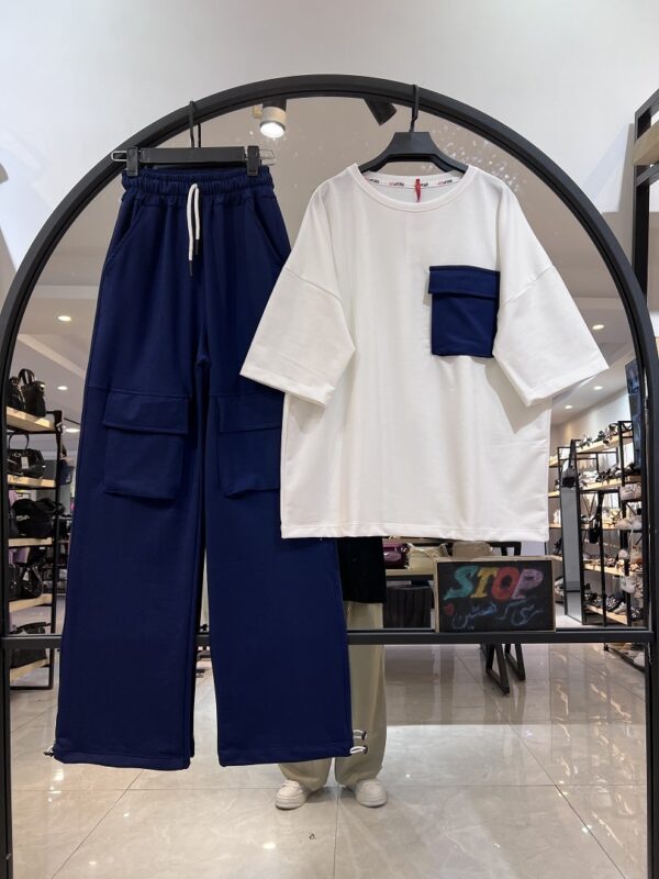 ست تیشرت شلوار گلکسی پنبه سینه جیب کارگو (34530) - Image 9