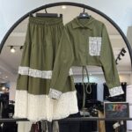 ست کت و دامن لینن ترکیبی با دانتل (34934)