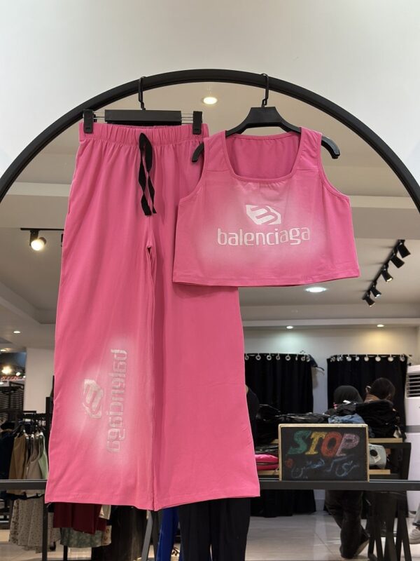 ست تاپ و شلوار بگ پنبه سنگشور شده سایه دار (35002) - Image 2