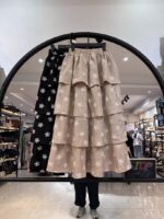 دامن طبقه ای زیر استر مزونی با طرح برجسته(35043)