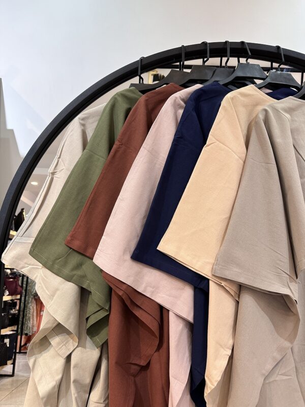 ست پانچو و سارافون لینن نچرال نواری سارا (35014) - Image 2