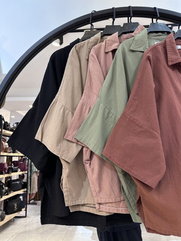 شومیز پانچو لینن دکمه ریز (35059) - Image 2