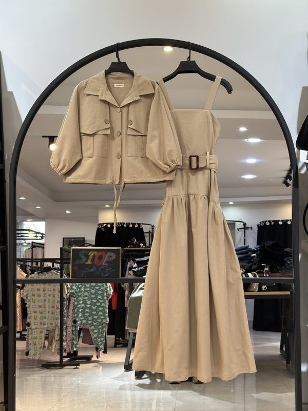 2025_05_05_12_07_IMG_4712-min ست کت و سارافون لینن کمر سگ پشت کش دل ارام (35108) - Image 1