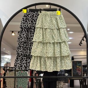 دامن طبقه ای چین دار کرپ درجه یک (35090)