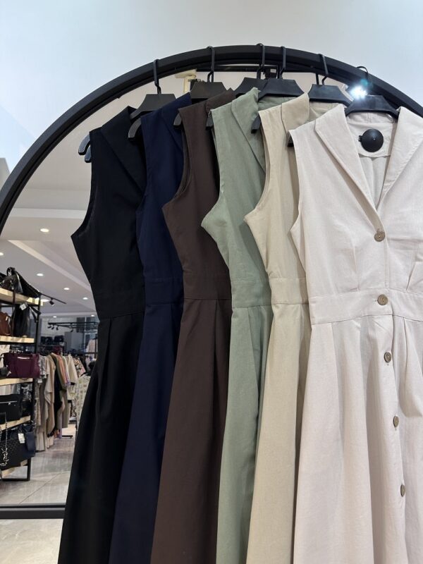 ست کت و سارافون لینن جلو دکمه کمر کش اتوسا (35116) - Image 2