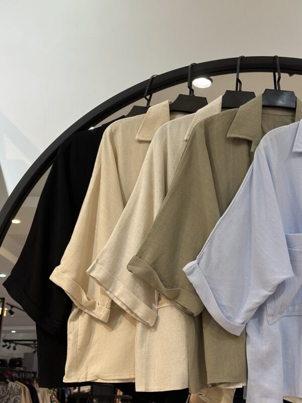 شومیز لینن وارداتی دو جیب لطیفه (35146) - Image 2