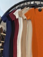 پیراهن پنبه کبریتی یقه خشتی استین کوتاه (35292) - Image 2