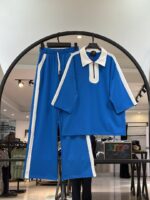 ست تیشرت شلوار گلکسی یقه زیپی شکاری (35313)