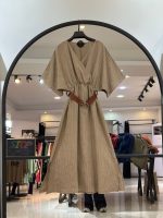 پیراهن ابریشمی خز دار کمر چرمی تبسم (35301)