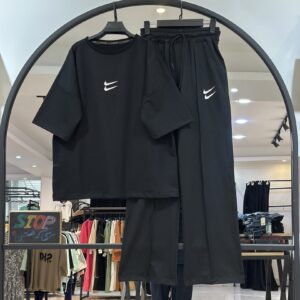 ست گلکسی پنبه تیشرت شلوار اور سایز نایک مشکی (35380)