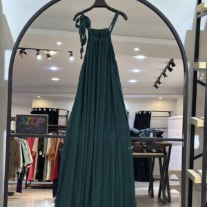 پیراهن پلیسه یقه بند گره ای (35370)