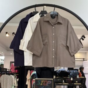 شومیز اسپرت نخ کرپ دو جیب استین بندک (35782)