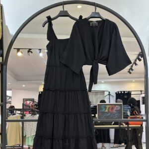 ست شومیز گره ای و سارافون اسلپ درجه یک طرح دلربا (35382)