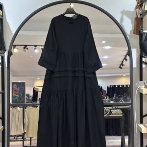 پیراهن کرسپو چین دار با ضمامت جنس طرح یونا (35542)