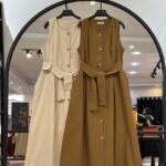 سارافون لینن جلو  دکمه کمر پهن (35393)