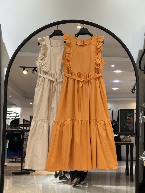 پیراهن لینن سرشونه چین گلاب (35448) - Image 2